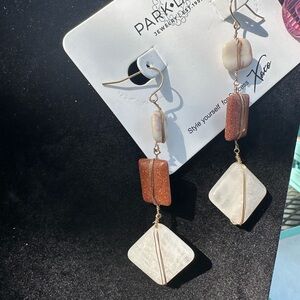 Park Lane Gold and Brown Geometric Earrings